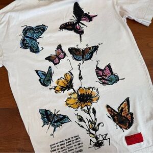 CHNGE “Become The Change” Artsy Butterfly and Floral Tee - Oversized XXS